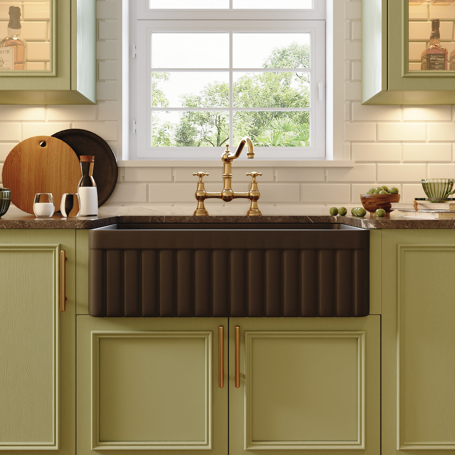 Kinas tillverkare Undermount Black Ceramic Kitchen Sink Fireclay Farmhouse rektangel förkläde främre diskbänken