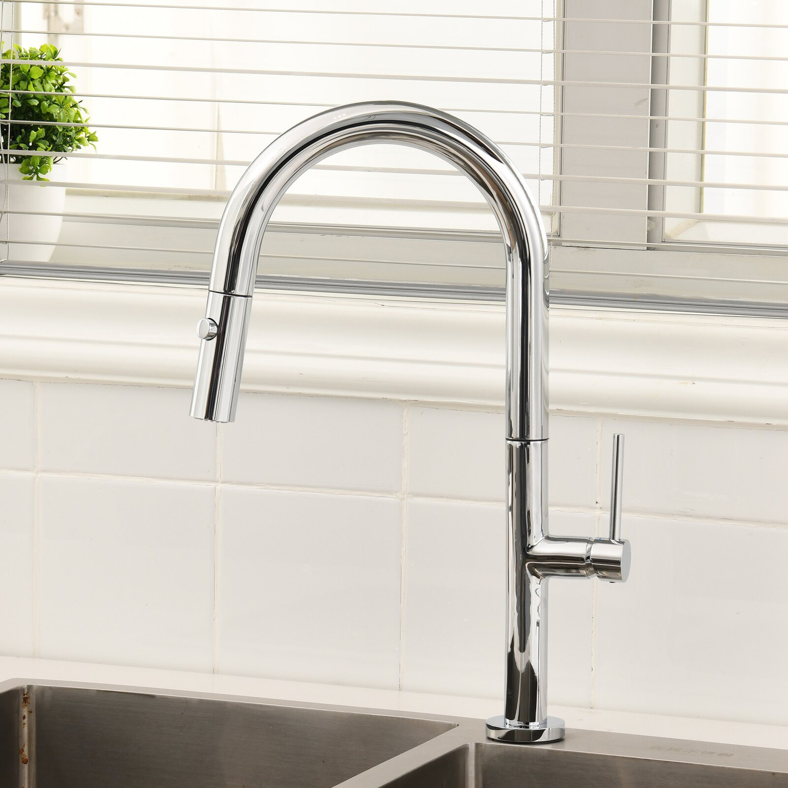 Aquacubic Modern cUPC NSF Chrome Finish dubbel funktion Diskbänksblandare med Pull Down Sprayer AF6842-5