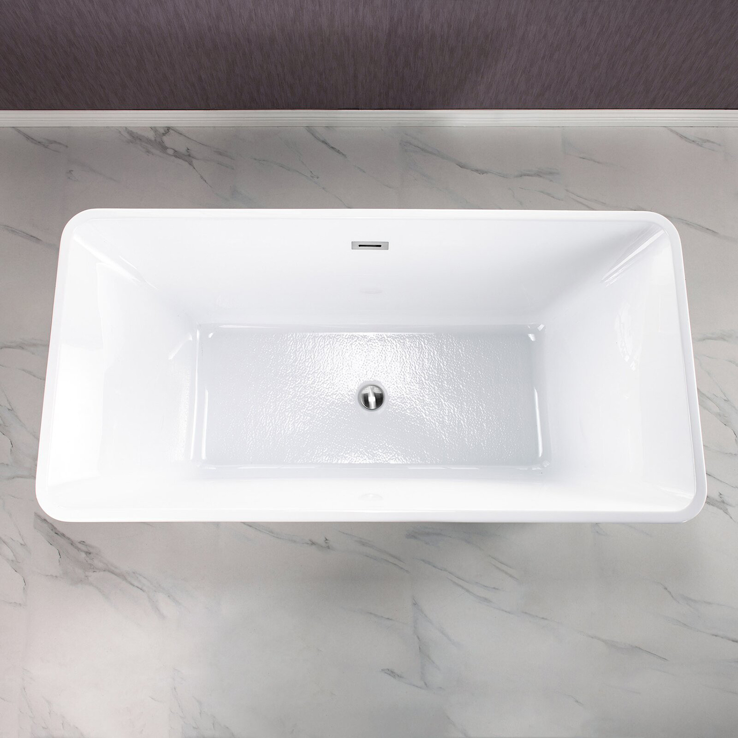 Modern akryl fristående rektangelbadkar 67 tum platt botten i ett stycke Fristående badtunna i glasfiber
