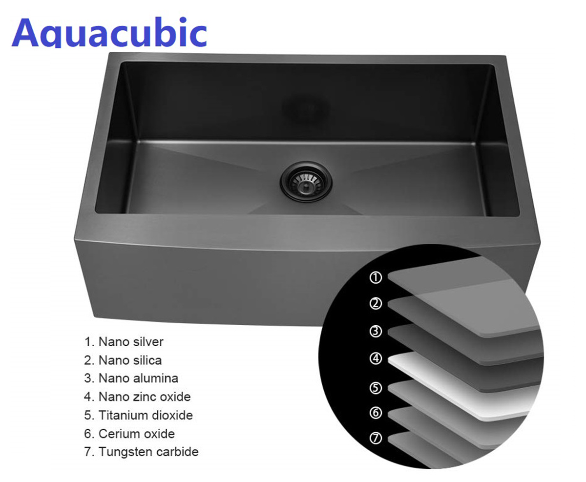 Aquacubic CUPC-certifierad Gunmetal Black Single Bowl Farmhouse Diskbänk