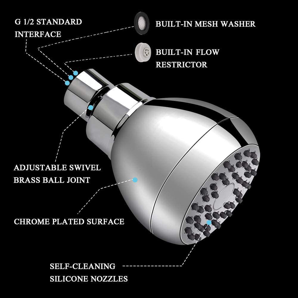 Ny design Modernt högtrycksvattenbesparande justerbart duschmunstycke 360 ​​graders rotation Spray fast duschhuvud 