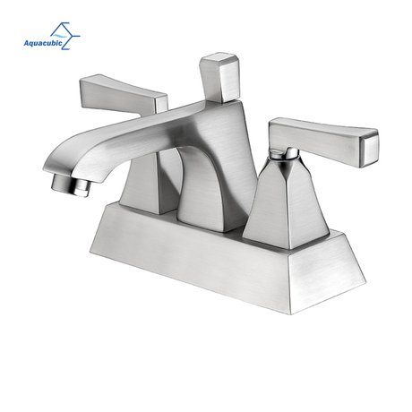 Modern stil Nickel Borstad 4 Inch Centerset Badrum Handfat Tvättkran Med CUPC