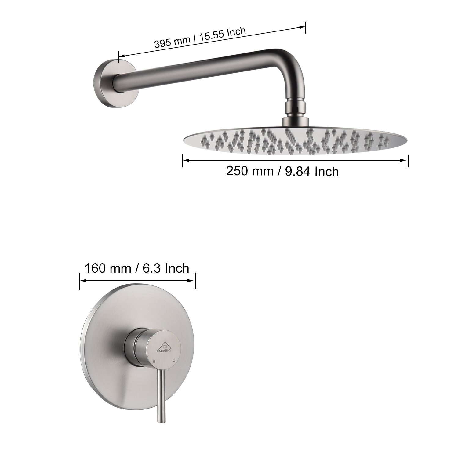 Aquacubic väggmonterad regntrycksbalanserat badkar och duschsystem med grovventil