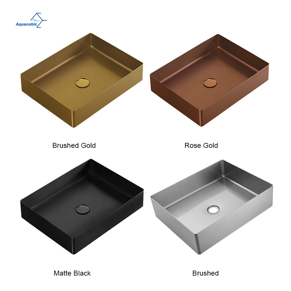 Modern design Hotelldekoration Rektangel Badrum Handfat Diskbänk 304 Rostfritt stål Handfat