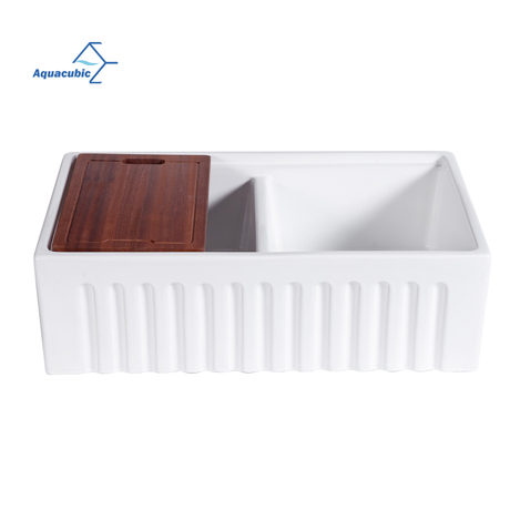 Aquacubic CUPC Fireclay 50/50 Dubbelskål Förkläde-Front Kök Arbetsstationer Diskbänk med tillbehör