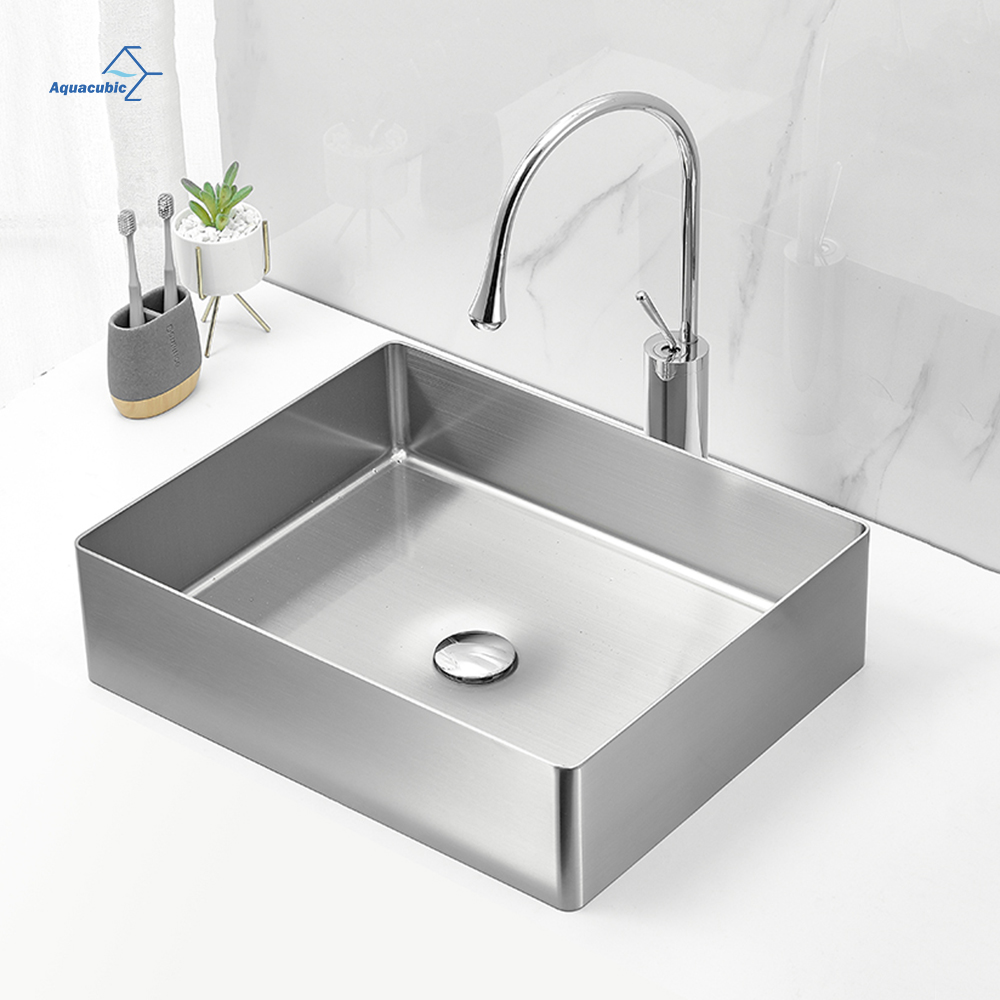 Modern design Hotelldekoration Rektangel Badrum Handfat Diskbänk 304 Rostfritt stål Handfat