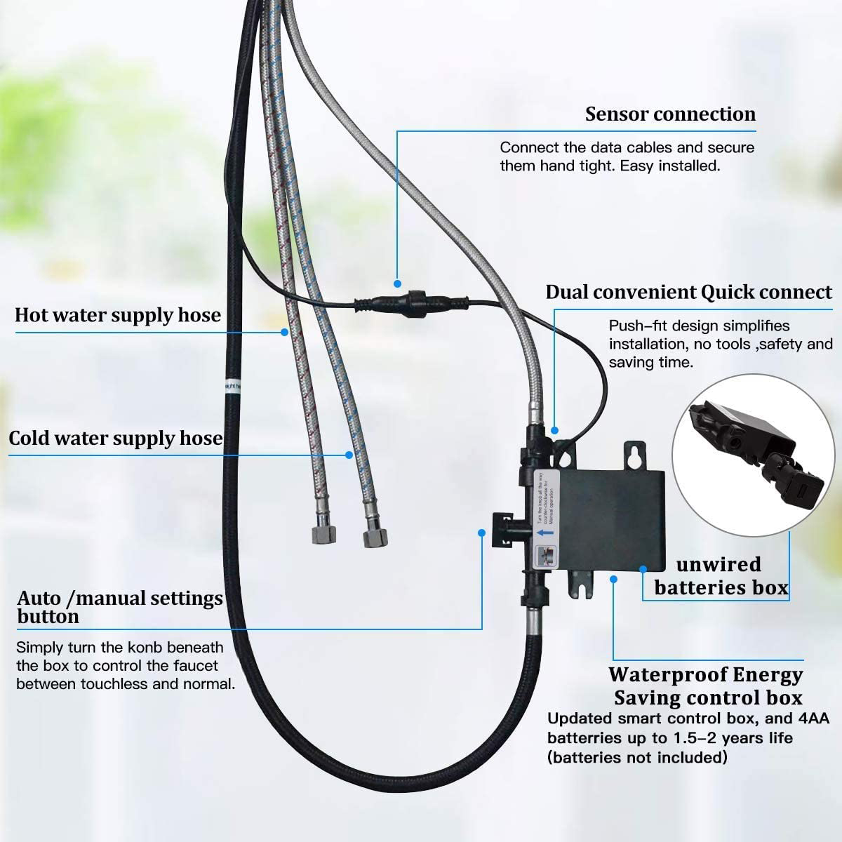 Aquacubic cUPC Sensor Infraröd Smart beröringsfri Hand Free Two Motion Pull Down Köksdiskblandare