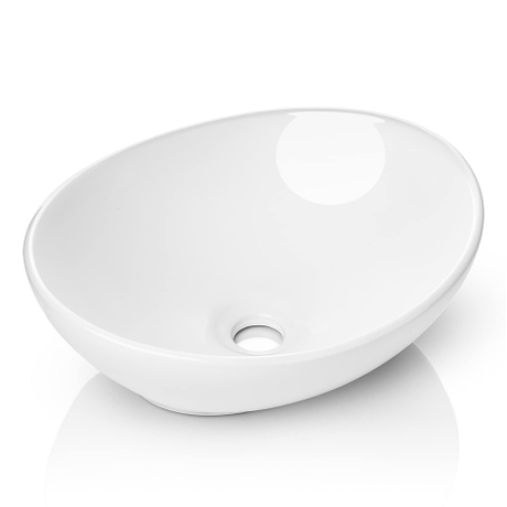Modern äggform Oval Vit ovanför disk Keramisk kärl badrumsvask
