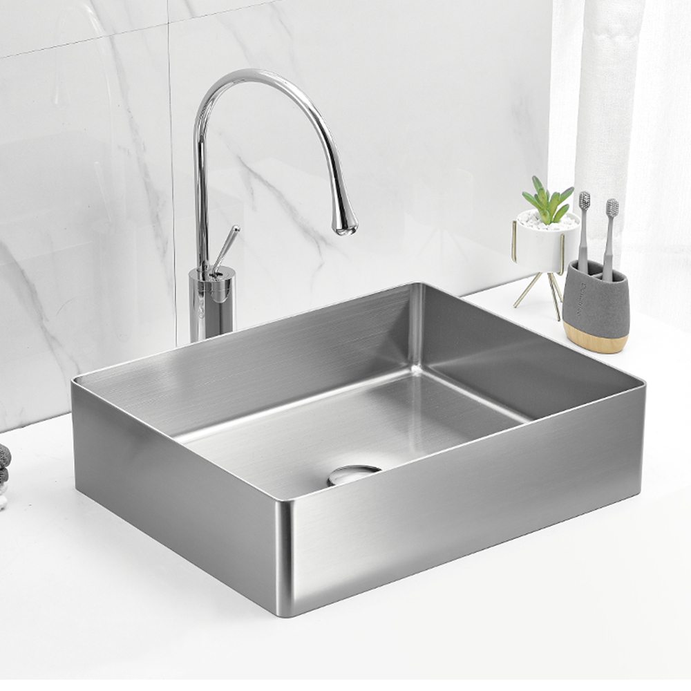 Modern design Hotelldekoration Rektangel Badrum Handfat Diskbänk 304 Rostfritt stål Handfat