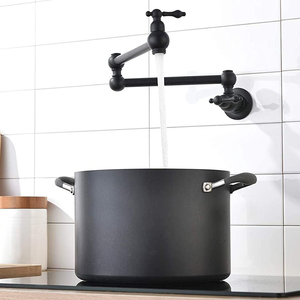 Aquacubic Black Pot Filler Filler Väggfäste, dubbla svängleder och 24' förlängning